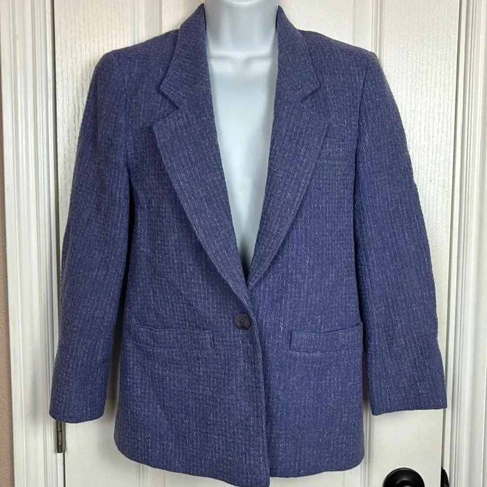 Pendleton Women's Purple 100% Wool Blazer Jacket Size 8 Pre-Owned